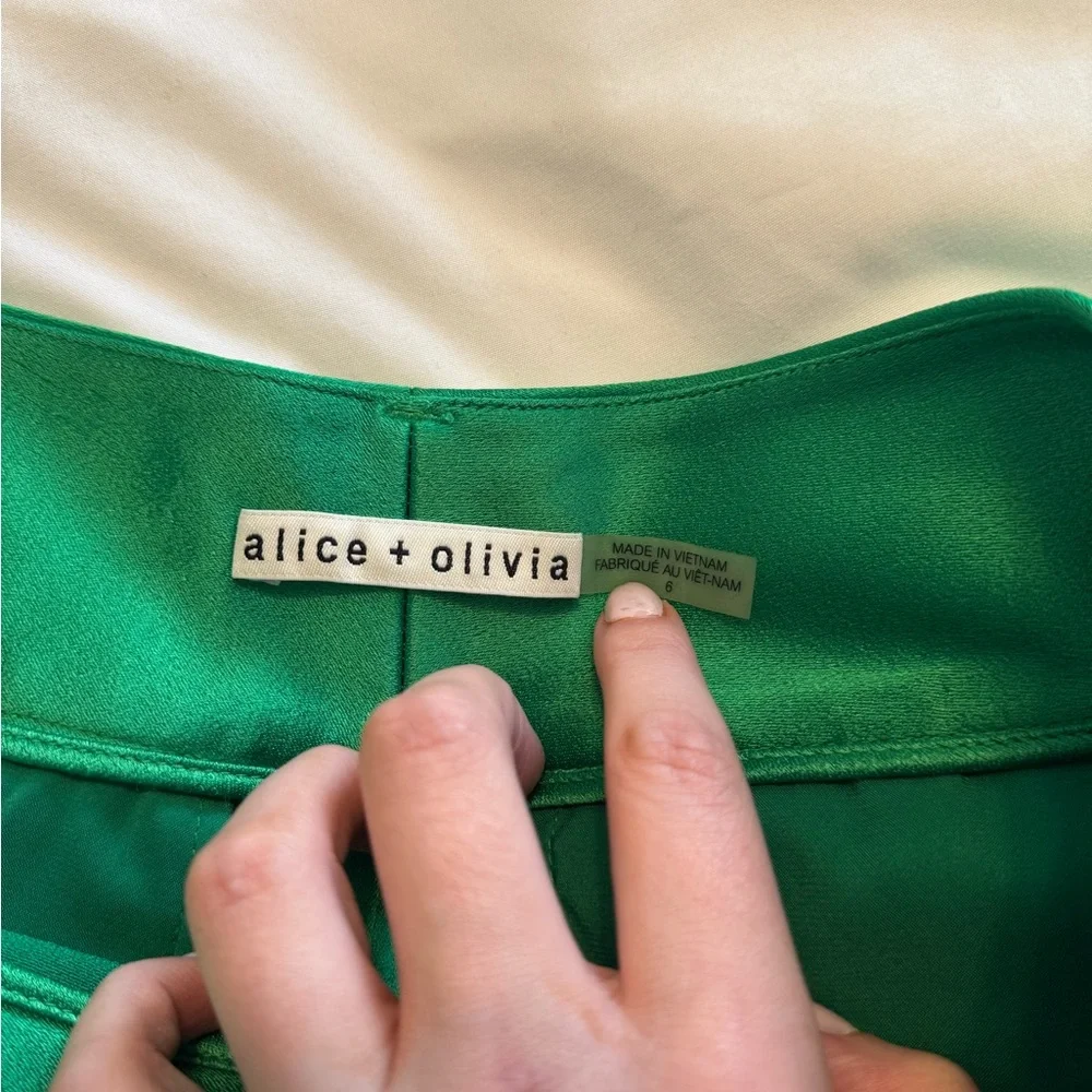 Alice + Olivia Emerald Green High-Waist Tailored Shorts